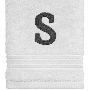 Avanti Block Monogram Initial Cotton Fingertip Towel, 11" X 18" - White S